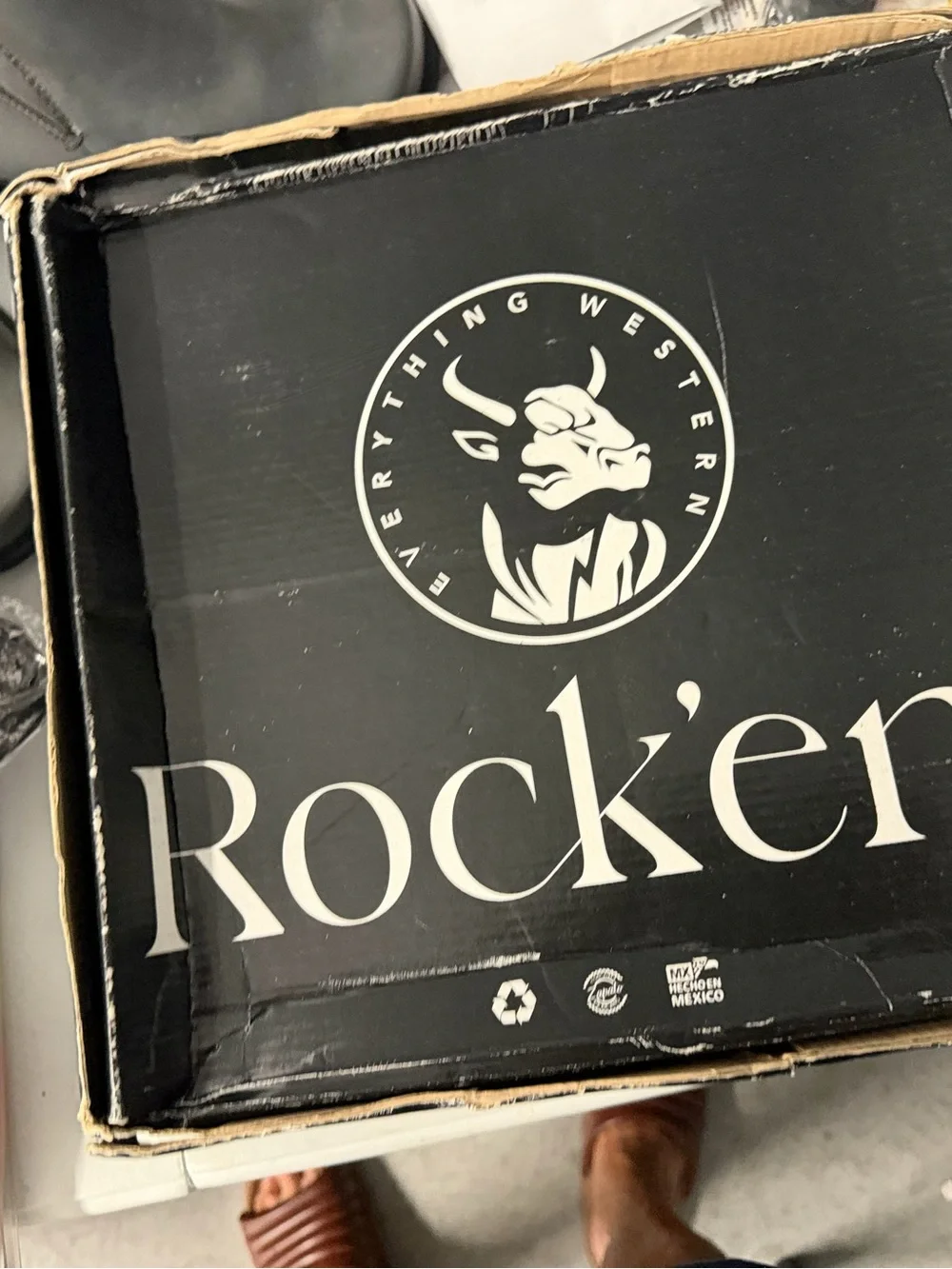 ROCKEM boots size 9 toddler brown cowboy boots new with damaged box 4721